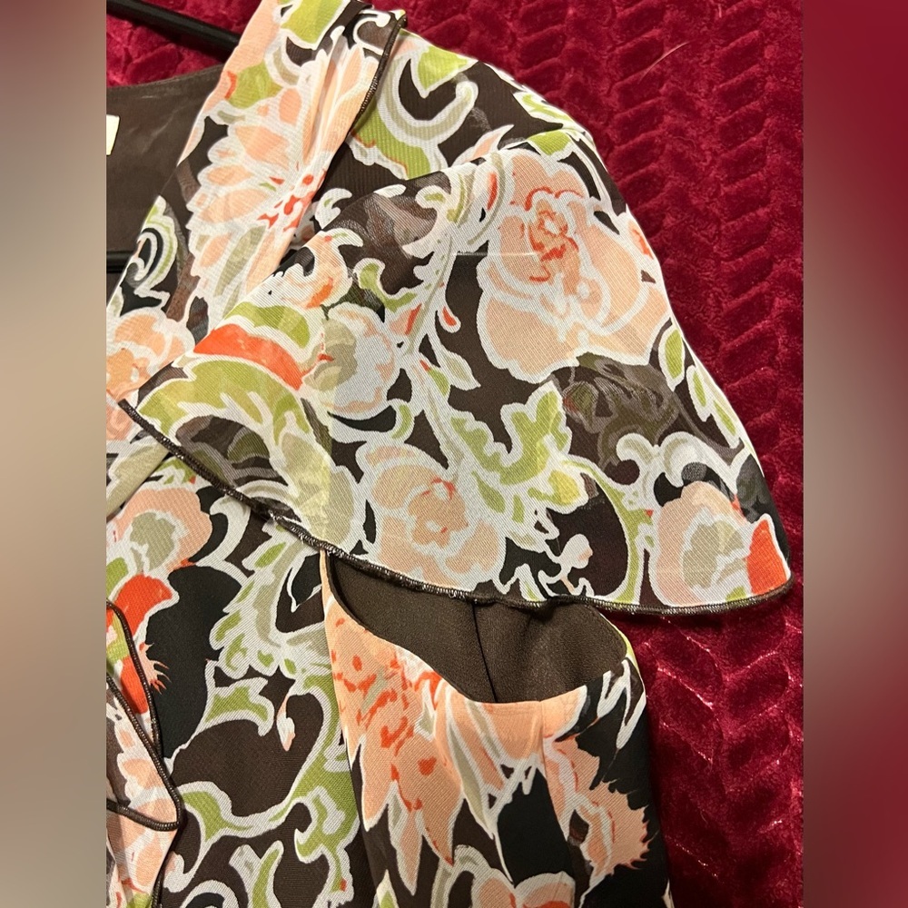 EUC Cato Brown & Coral Colored Floral Two-Piece Dress Set 14-16W - Picture 13 of 13